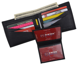RFID Mens Soft Leather Black Bifold Wallet With Removable Multi-Card ID Holder-menswallet
