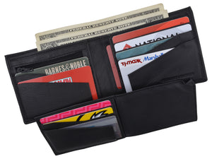 Mens RFID Tested Leather Bifold Card ID Holder Wallet W/Removable Center Flap-menswallet