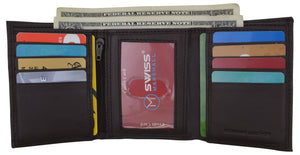 RFID Blocking Mens Trifold Wallet W/Removable Credit Card ID Holder-menswallet