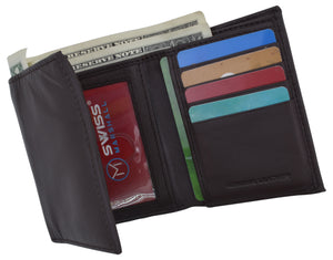 Mens Wallets Leather RFID Blocking Trifold Wallet Extra Capacity Removable ID Card Holder Insert-menswallet