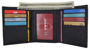RFID Blocking Mens Trifold Wallet W/Removable Credit Card ID Holder-menswallet