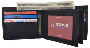 RFID Blocking Premium Leather Black Men's Multi Card ID Holder Bifold Wallet with Gift Box-menswallet