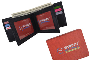 RFID Blocking Premium Leather Black Men's Multi Card ID Holder Bifold Wallet with Gift Box-menswallet