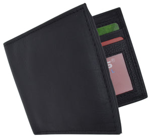 Premium Leather RFID Blocking Men's Slim Bifold Credit Card ID Wallet Black Gift Box-menswallet