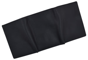 RFID Blocking Genuine Leather Trifold Badge Holder Wallet Black, Police Badge Holder-menswallet