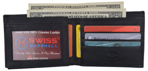 RFID Security Blocking Men's Slim Bifold Credit Card ID Leather Wallet Logo-menswallet
