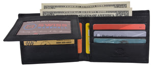 RFID Security Blocking Men's Slim Bifold Credit Card ID Leather Wallet Logo-menswallet