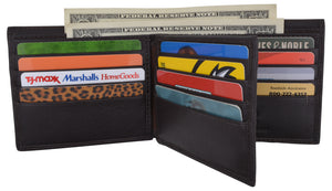 Men's RFID Security Blocking Premium Leather Extra Capacity Card ID Bifold Wallet-menswallet