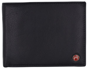Swiss Marshall Mens Leather RFID Bifold Wallet 2 ID Windows Divided Bill Section-menswallet
