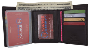 Slim Men's RFID Security Blocking Slim Trifold Credit Card ID Leather Wallet-menswallet