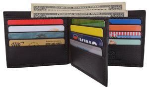 Bifold Men's RFID Security Blocking Leather Extra Capacity Credit Card ID Wallet-menswallet