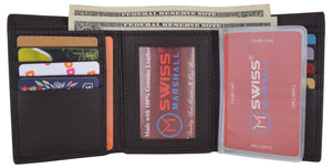 Swiss Marshall Executive Mens RFID Protected Trifold Genuine Leather Wallet ID Window-menswallet