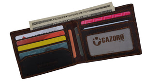 Men Wallet Vintage Brown Genuine Premium Leather Handmade Bifold RFID Cazoro-menswallet