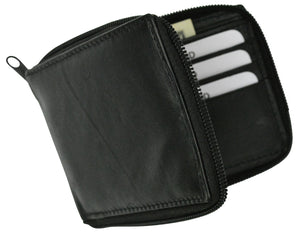 Mens Womens RFID Blocking Zipper Wallet Premium Leather Zip Around Bifold Black Brown-menswallet