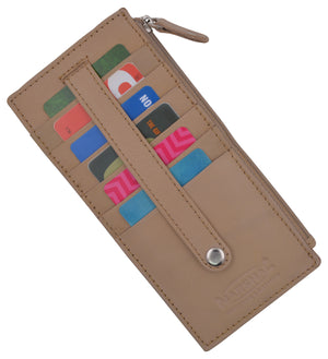Leather All in One Card Case Holder Slim Wallet With a Card Protection Strap by Marshal-menswallet