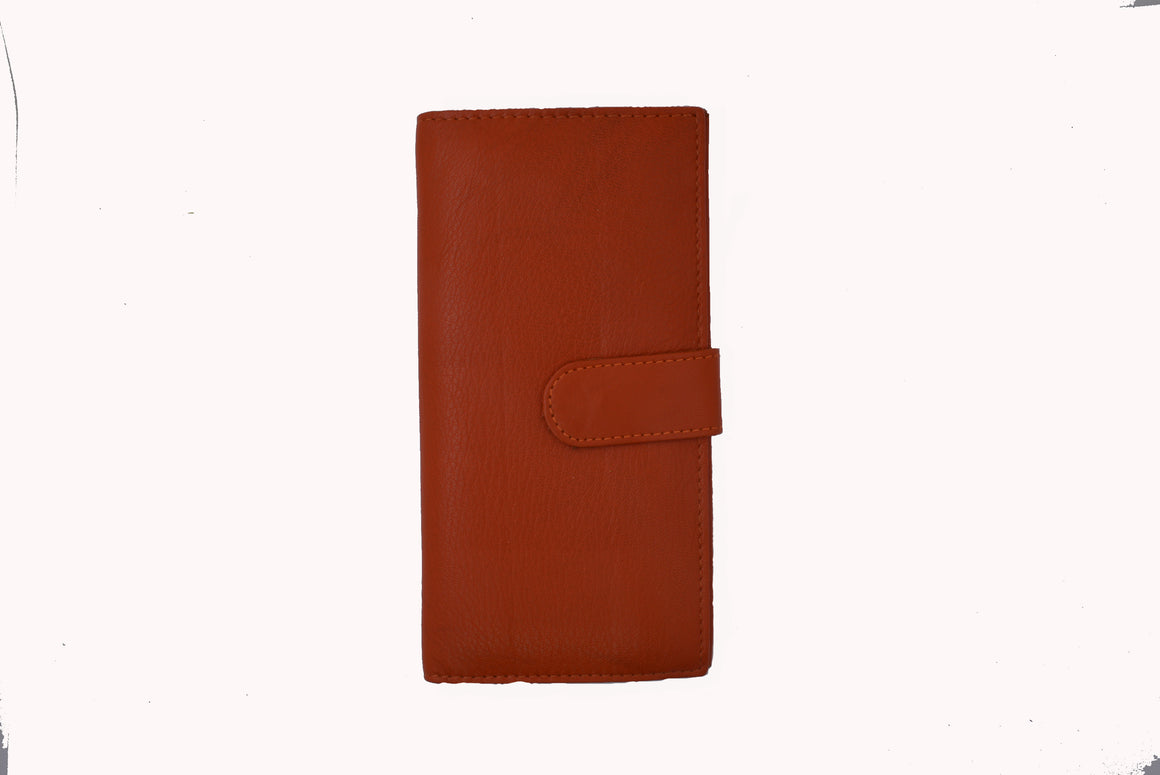 Genuine Leather Basic Checkbook Holder with Snap Closure Orange-menswallet