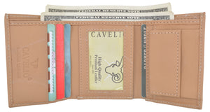 Cavelio Premium Leather Men's Small Trifold Credit Card ID Holder Wallet with Coin Pouch-menswallet
