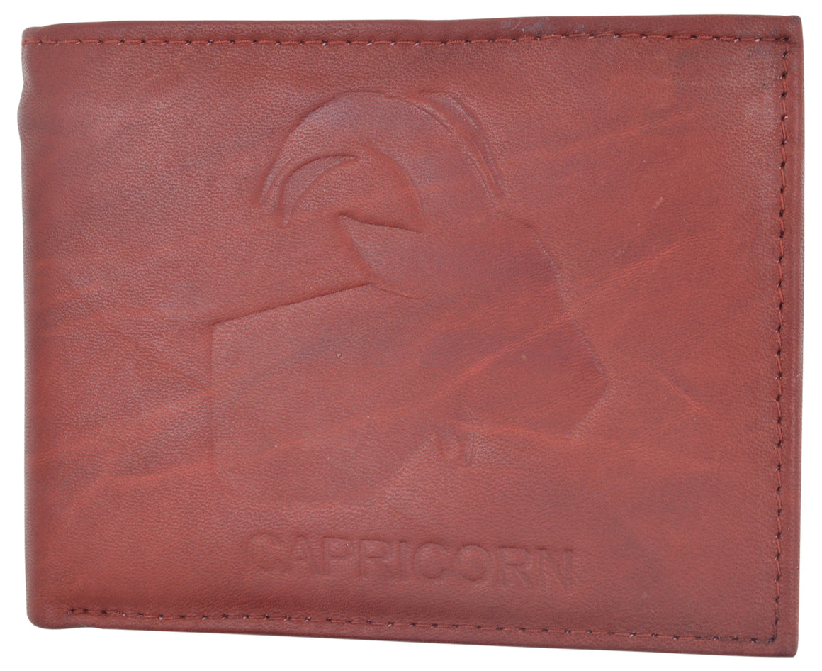 Capricorn Zodiac Sign Bifold Trifold Genuine Leather Men's Wallets-menswallet