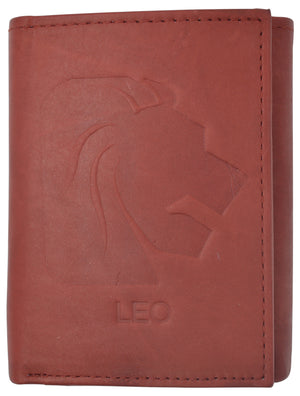 Leo Zodiac Sign Bifold Trifold Genuine Leather Men's Wallets-menswallet