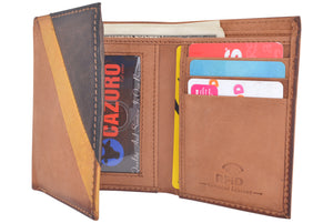 CAZORO Real Leather Wallets for Men RFID Blocking Slim Trifold Wallet with Card Slots & ID Window-menswallet