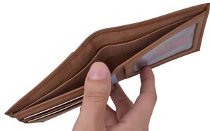 RFID Men's Bifold USA Genuine Leather Wallet With ID Window US Design Wallets for Men-menswallet