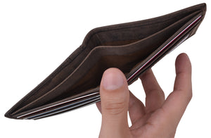 RFID Wallets for Men Slim Bifold Genuine Leather Front Pocket Wallet with ID Window-menswallet