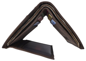 RFID Blocking Bifold USA Wallet For Men Leather Extra Capacity Mens Bifold Wallet W/ Vertical Design-menswallet