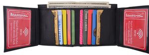 Genuine Leather Men's Bifold Wallet Slim Hipster Cowhide Credit Card RFID Black-menswallet