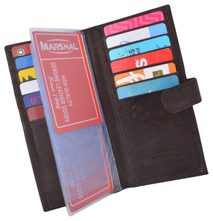Genuine Leather Credit Card Holder Long Wallet with Snap Close Womens Mens-menswallet