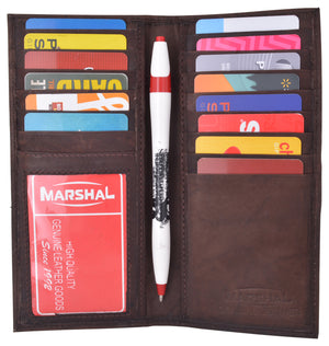 Slim Leather ID/Credit Card Holder Long Wallet with Pen holder-menswallet
