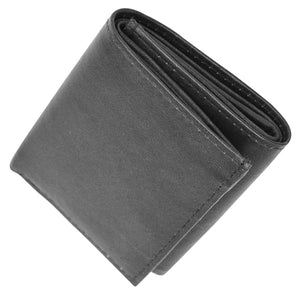 Black Leather Trifold Mens Wallets Minimalist Design RFID Blocking Smart Wallet-menswallet