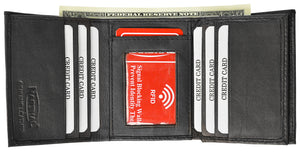 Men's RFID Blocking Genuine Leather Classic Trifold Wallet Black-menswallet