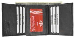 Men's RFID Blocking Genuine Leather Classic Trifold Wallet Black-menswallet