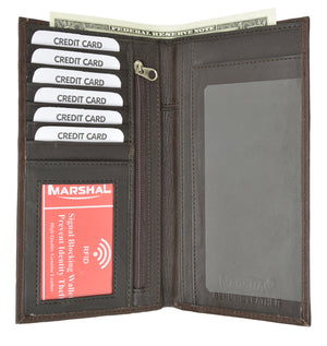 New Leather Checkbook Cover Card Holder Wallet W/ ID Window Unisex RFID Blocking-menswallet