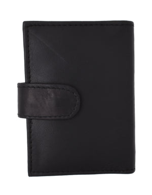 Marshal Leather Plastic Inserts Book Credit Card ID Holder Snap Wallet Black-menswallet