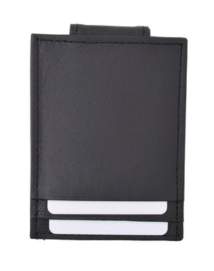 Amity Slim Magnetic Money Clip Front Pocket Genuine Leather Wallet Black-menswallet