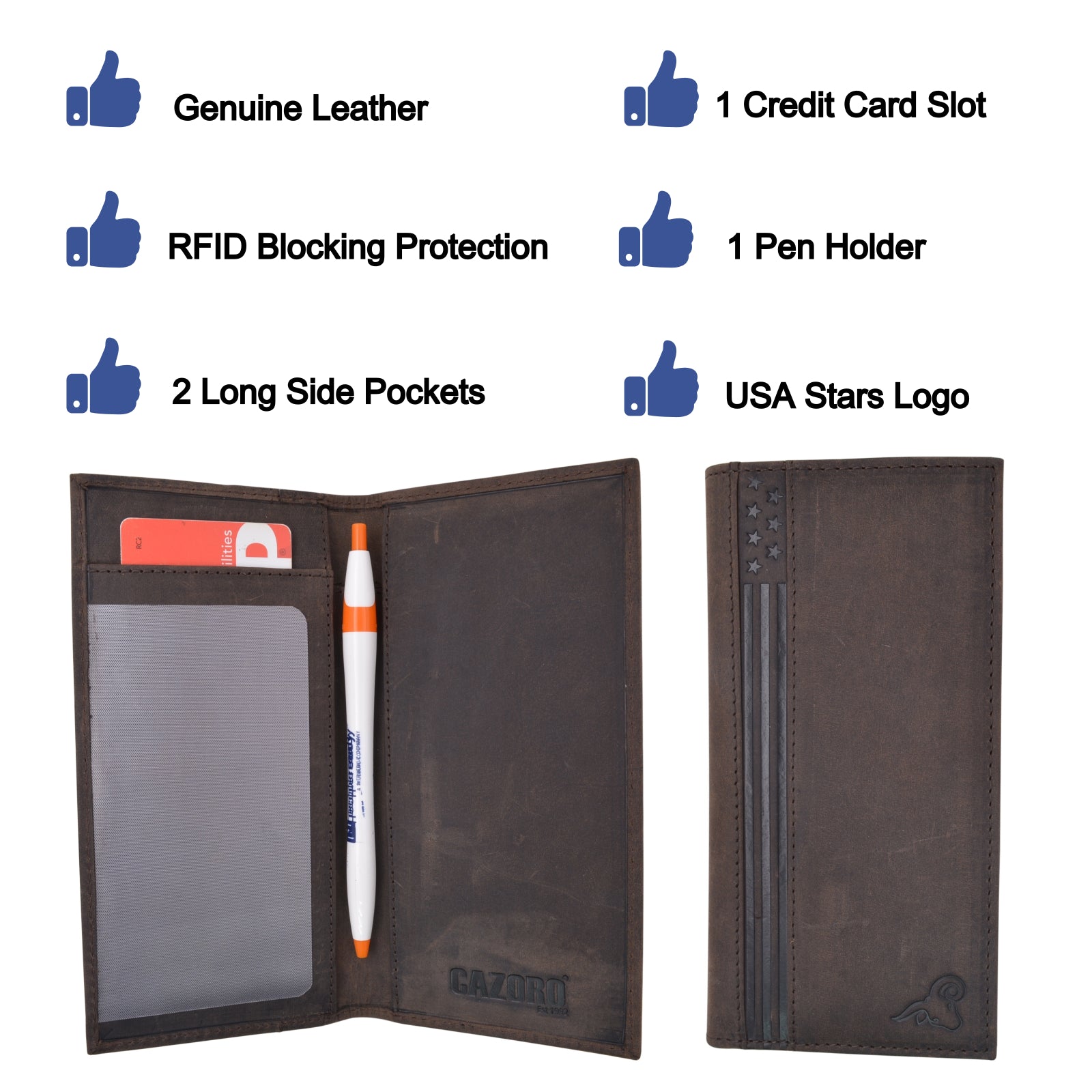 USA Genuine Leather Checkbook Cover For Men & Women Checkbook Holder Wallet RFID Blocking-menswallet