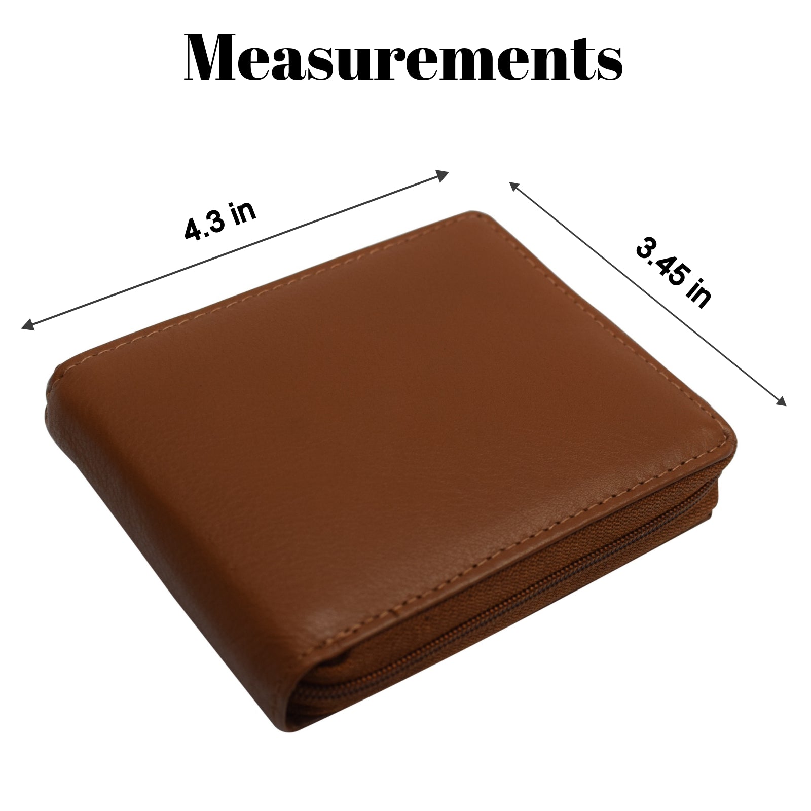 EE Men's RFID Blocking Leather Wallet - Zipper Around Bifold With Card Slots & Coin Pocket, Brown