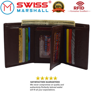 Swiss marshall men's rfid blocking premium leather classic trifold wallet-menswallet
