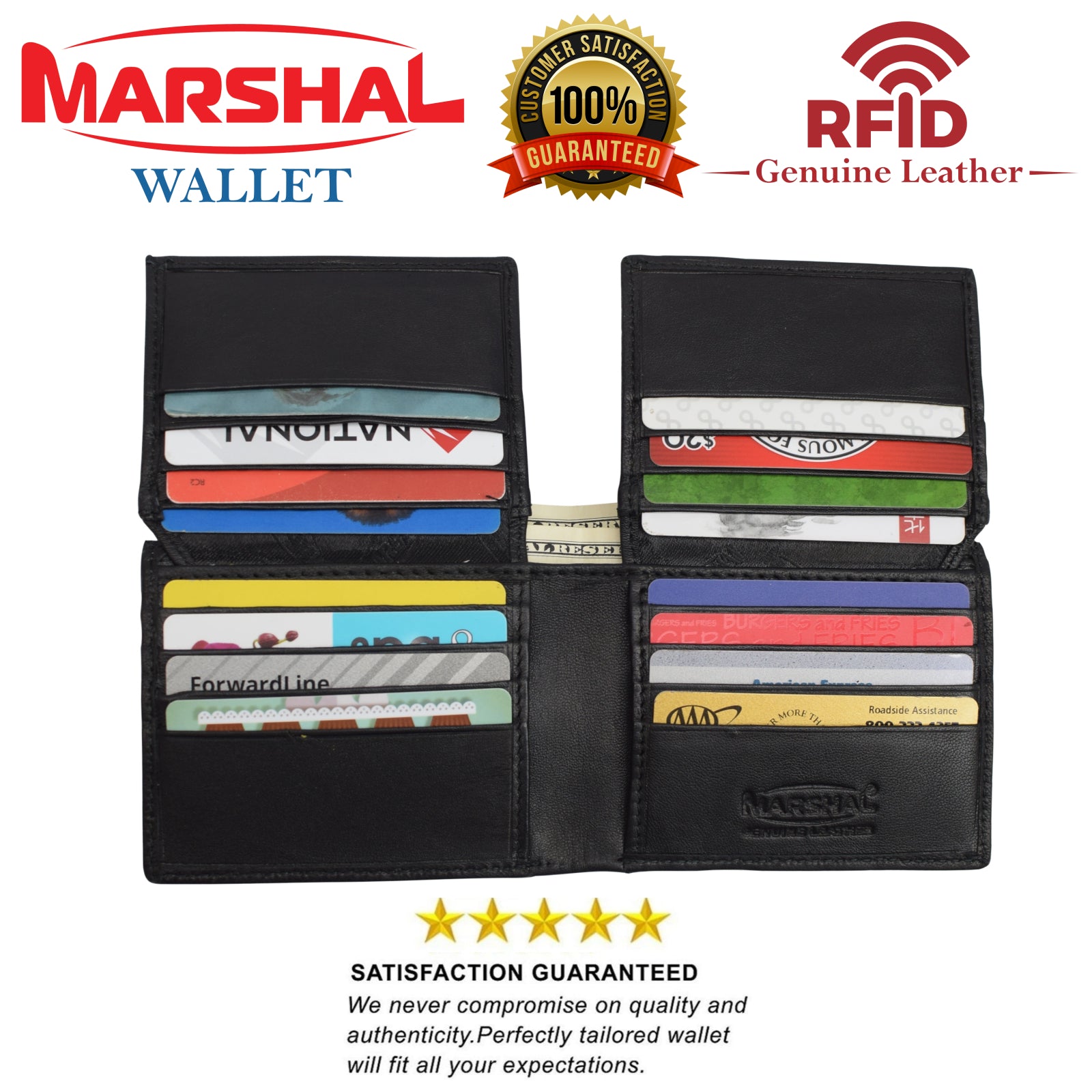 RFID Signal Blocking Theft Protection Leather Large Thick Security Mens Bifold Wallet-menswallet