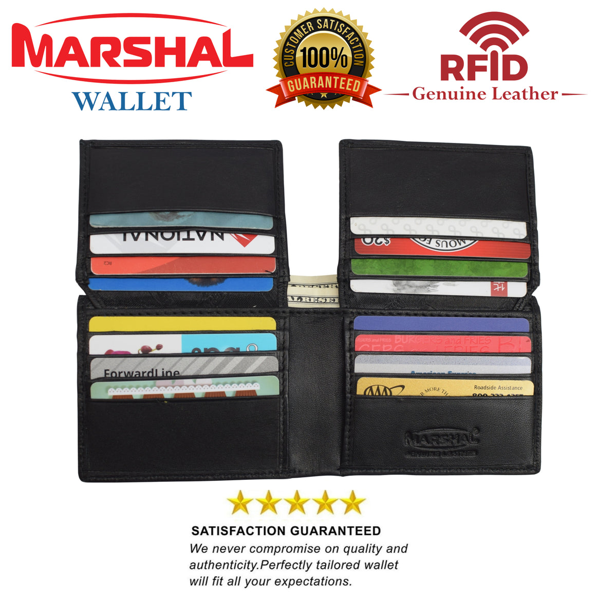 RFID Signal Blocking Theft Protection Leather Large Thick Security Mens Bifold Wallet-menswallet
