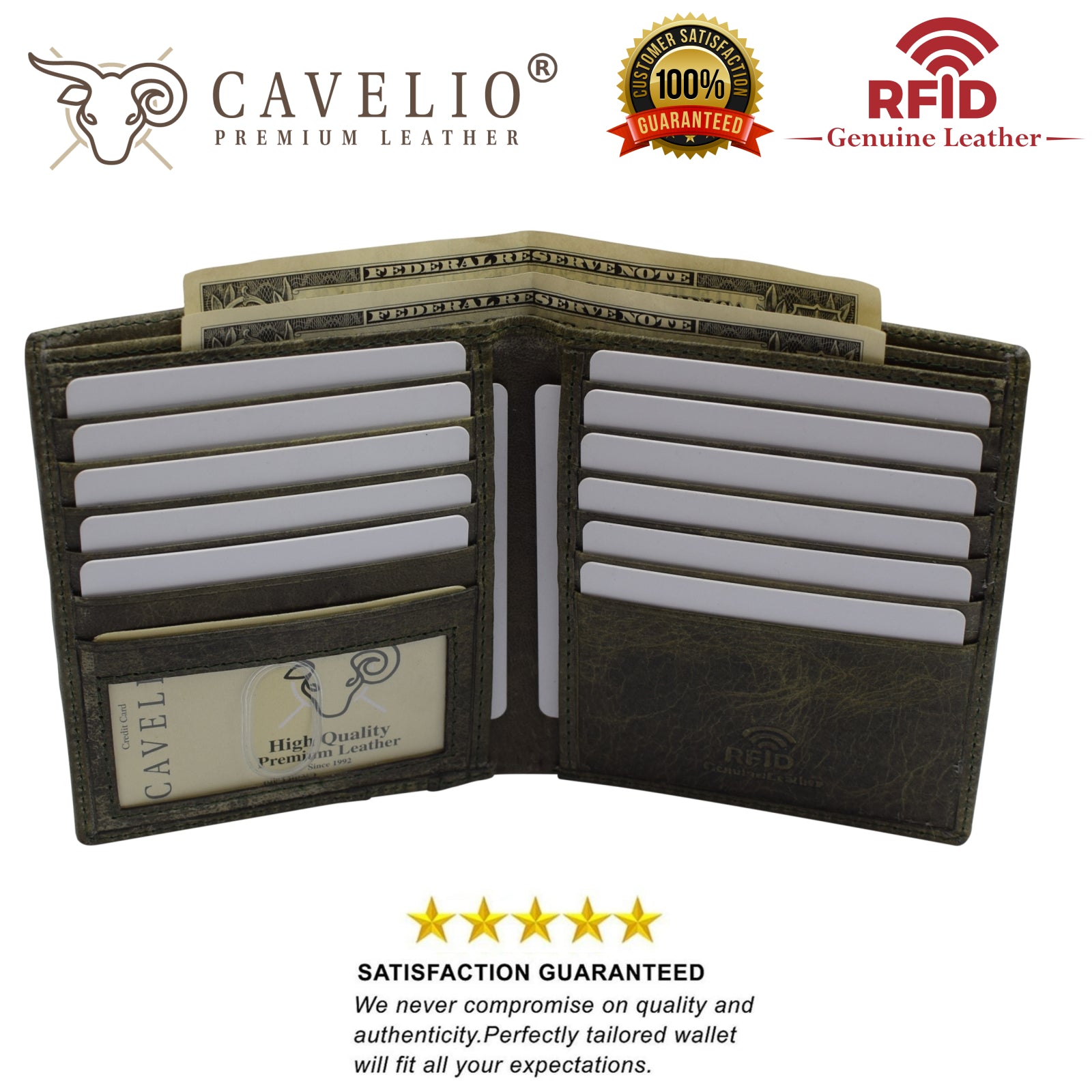 RFID Blocking Mens Leather Slim Bi-Fold Big Hipster European Wallet USA Series Gift Box-menswallet