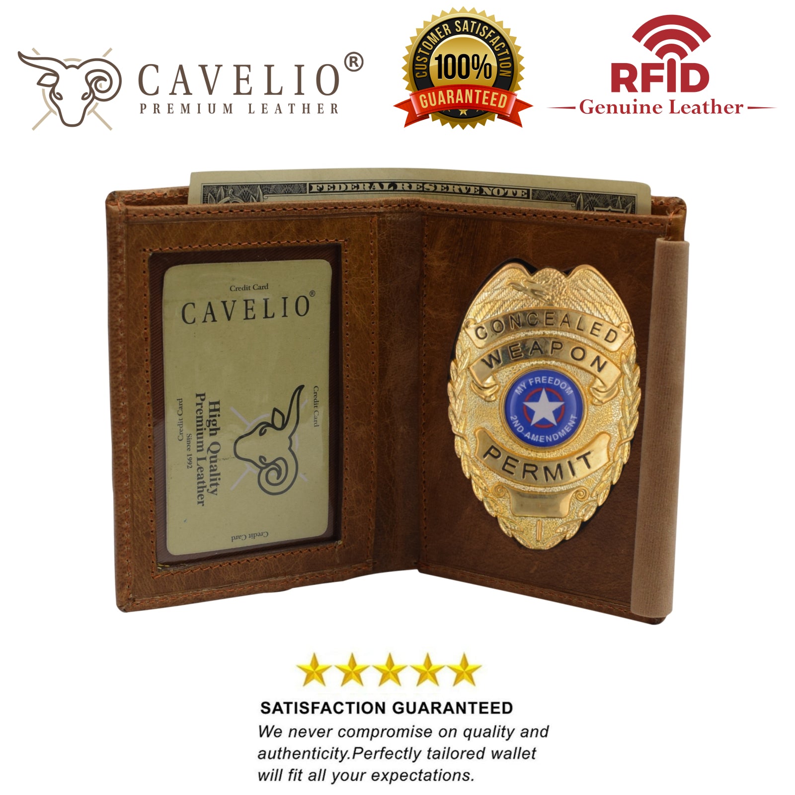 USA RFID Leather Slim Thin Bifold ID Money Wallet Oval Shape Badge Holder-menswallet