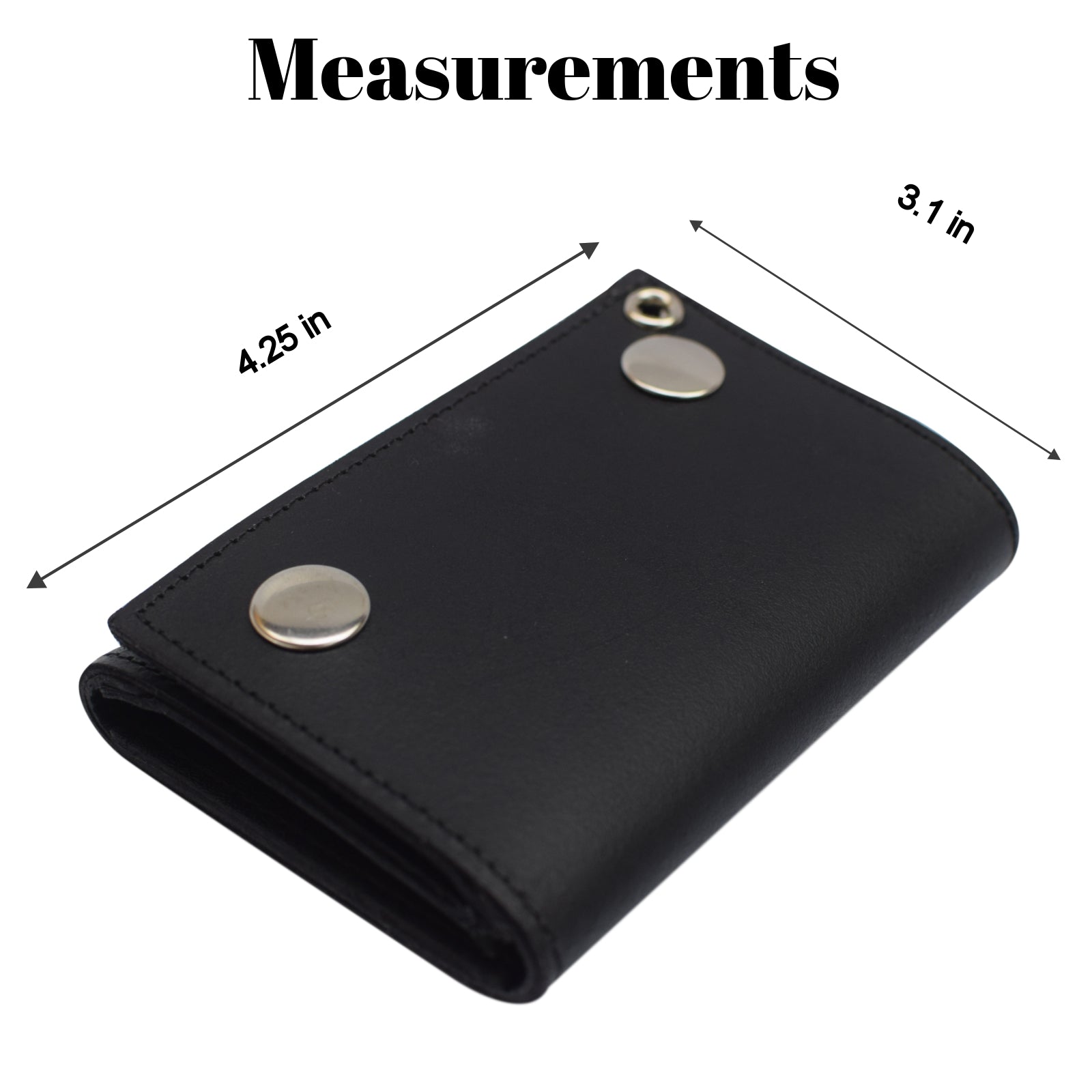 Men's Genuine Leather Black Trifold Wallet with Chain Biker Trucker Motorcycle-menswallet