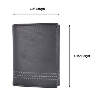 CAZORO Genuine Leather Trifold Wallets For Men RFID Blocking Mens Slim Trifold Wallet With ID Window-menswallet