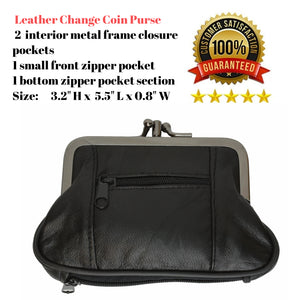 Genuine Leather Change Purse with Zipper Bottom Compartment Y062 (C)-menswallet