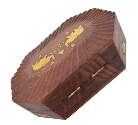 Decorative Handmade Wooden Box Jewelry Trinket Holder Organizer Keepsake Storage Box Elephant Brass Inlay - wallets for men's at mens wallet