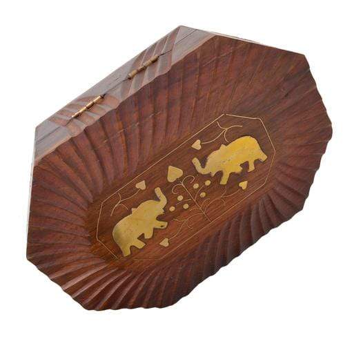 Decorative Handmade Wooden Box Jewelry Trinket Holder Organizer Keepsake Storage Box Elephant Brass Inlay - wallets for men's at mens wallet