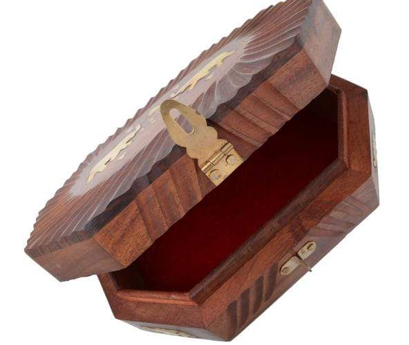 Decorative Handmade Wooden Box Jewelry Trinket Holder Organizer Keepsake Storage Box Elephant Brass Inlay - wallets for men's at mens wallet