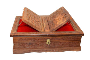 Holy foldable Book Stand Wooden Handcarved Rehal Box For Quran,Bible,Gita,Gurugranth , , Christmas or Valentine's Day Gift-menswallet